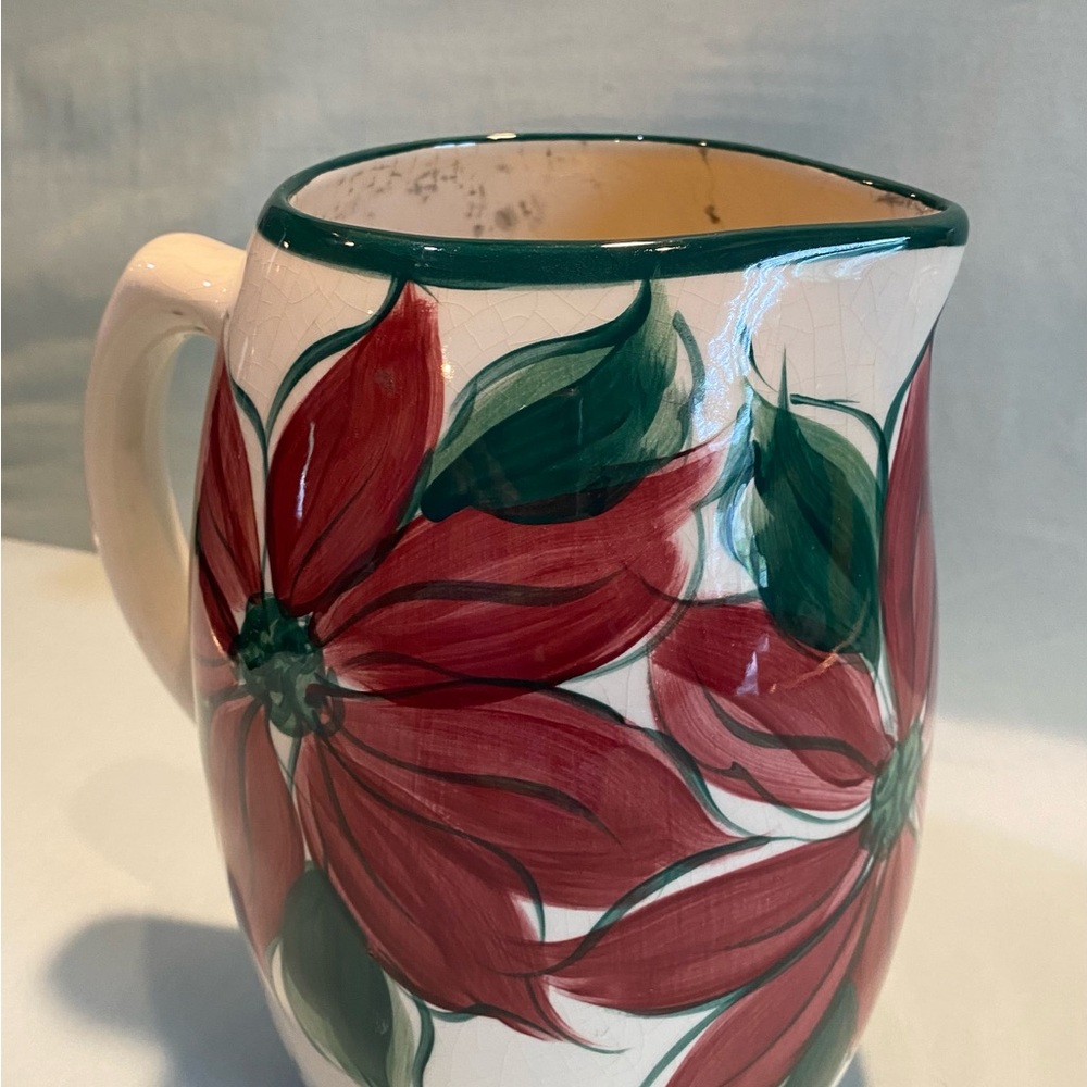 Gail Pittman Pottery Poinsettia Pitcher - Picture 8 of 15